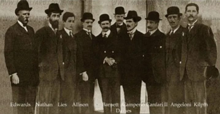Founding members of the Milan Foot-Ball and Cricket Club, December 1899, including Herbert Kilpin